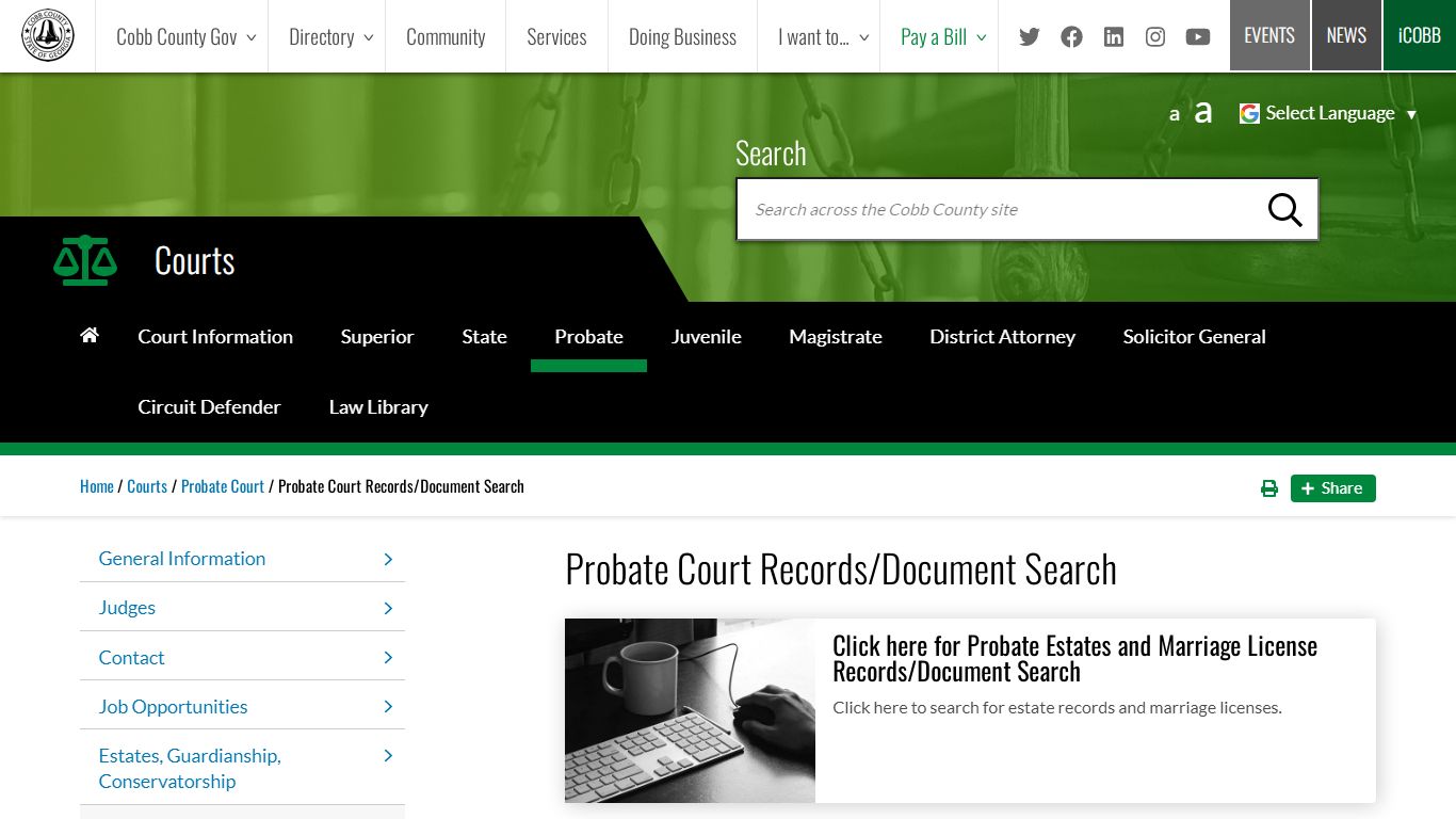 Probate Court Records/Document Search - Cobb County, Georgia